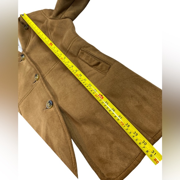 Land’s End Sherpa Lined Faux Suede Coat Women’s Tan Brown Hooded Long - Picture 11 of 11